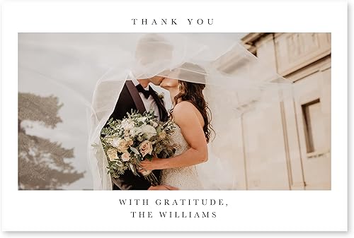 WEDDINGSTAR Tarjetas de agradecimiento con fotos impresas personalizadas, instantáneas atemporales, horizontales (paquete de 5)