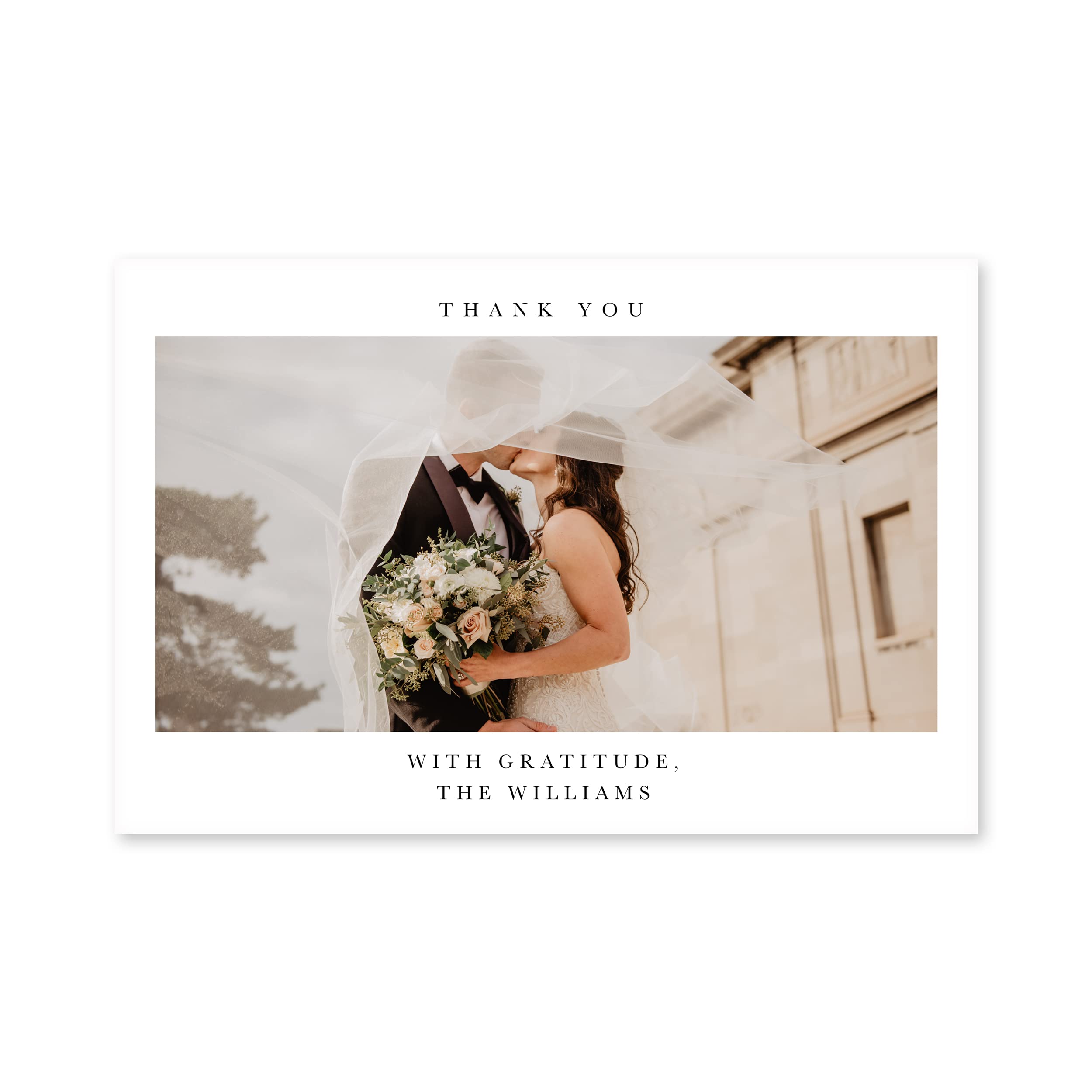 WEDDINGSTAR Custom Printed Photo Thank You Cards - Timeless Snapshot - Horizontal (Pack of 20)