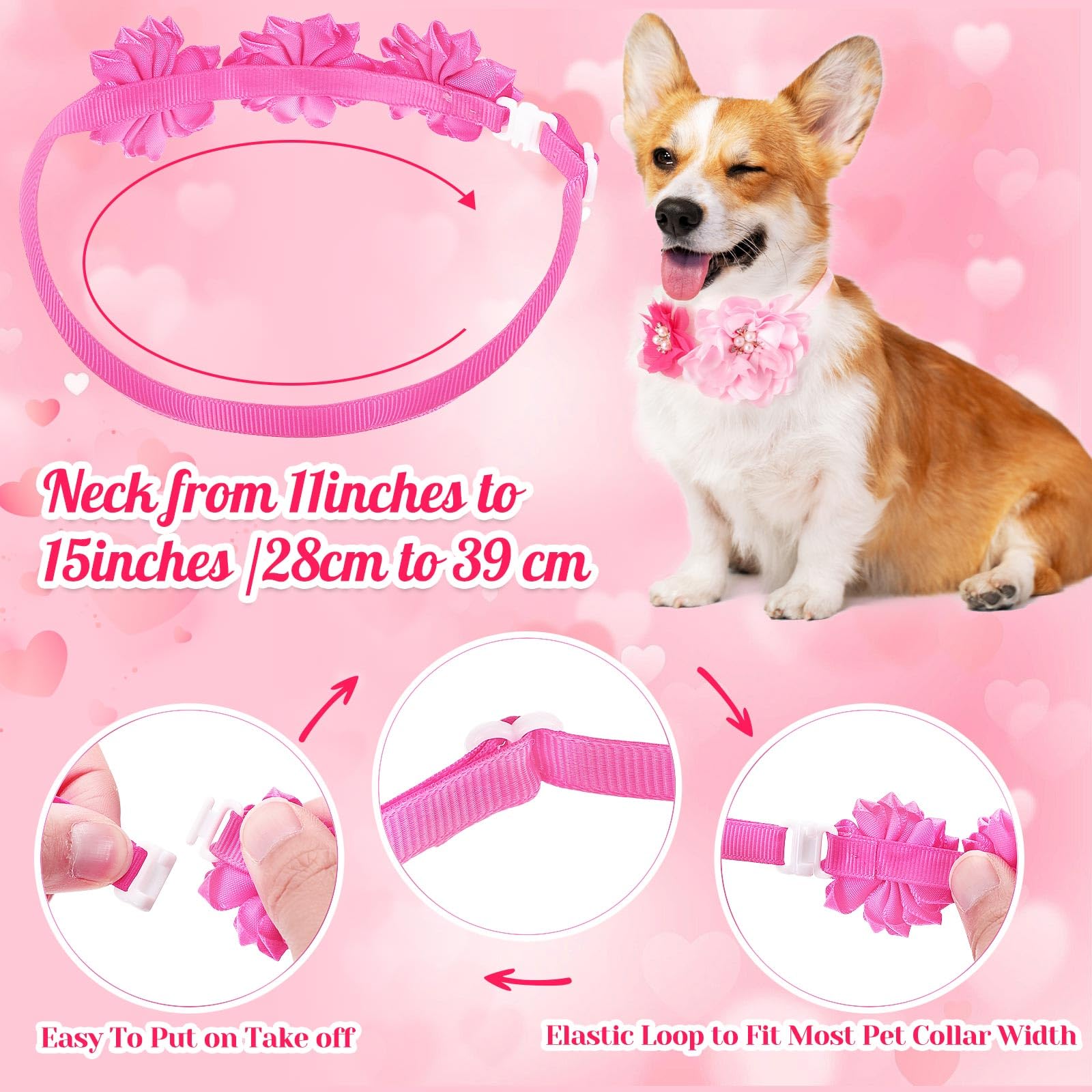 50 Stück Hundehalsband, Welpenschleifen, Haustierzubehör, Blumenschleifen für kleine, mittelgroße Hunde, Katzen, Welpen, Fliegen, Haustierblumen, Zubehör, Weihnachten, Party, Hochzeit, Valentinstag