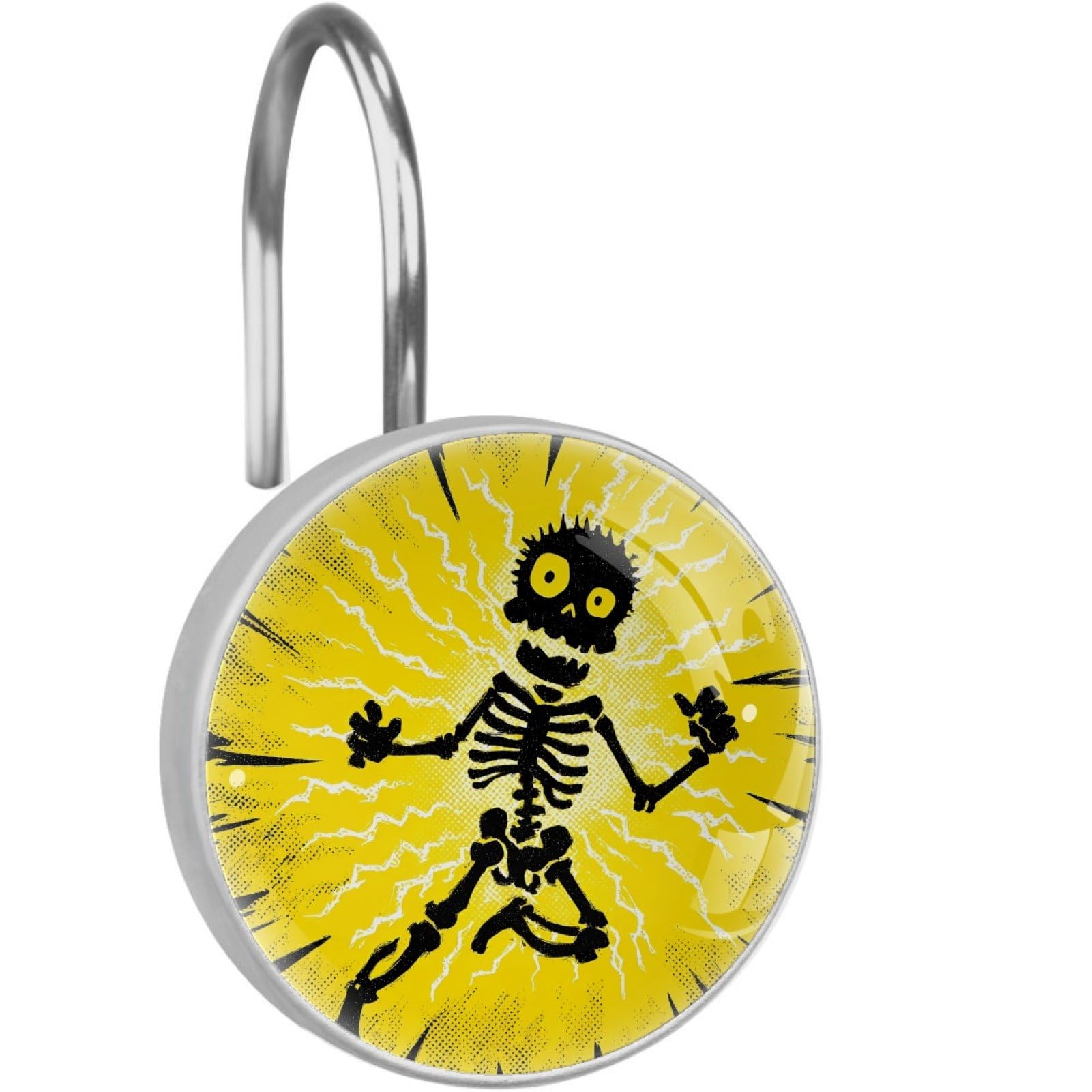 VAPOKF Decorative Shower Curtain Hook, Funny Skeleton Rustproof Stainless Steel Shower Curtain Hook for Bathroom, Shower Curtain Hangers for Shower Rod