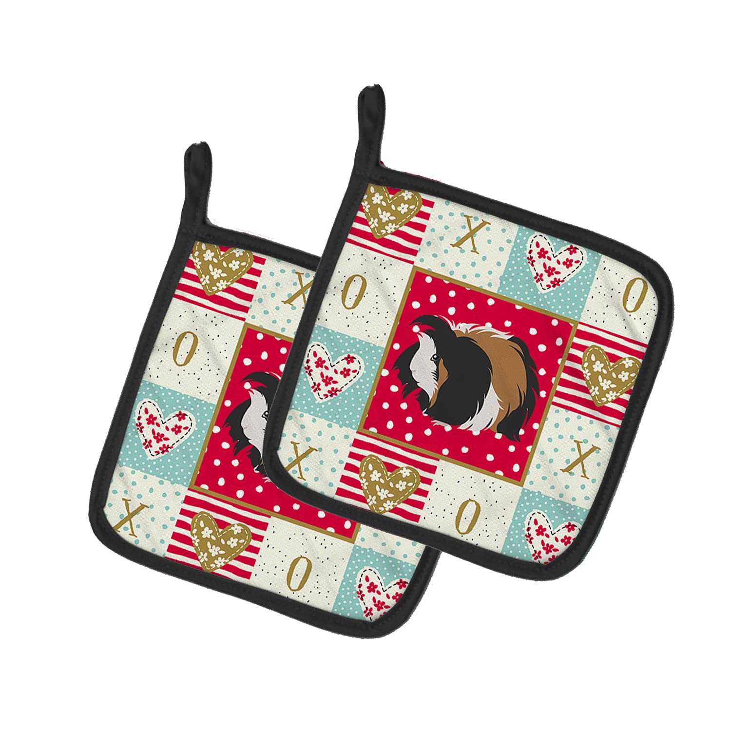 Caroline's Treasures CK5433PTHD Sheba Meerschweinchen Love Paar Topflappen, Rot, Küche, hitzebeständige Topflappen, Ofen, heiße Pads zum Kochen, Backen, Grillen, 19,5 x 19,5 cm
