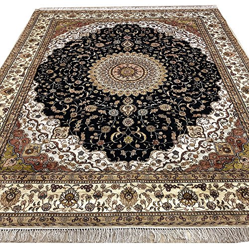 8'X10' Oriental Rug Handmade Tabriz Persian Silk Carpet For Living Room #TOP7