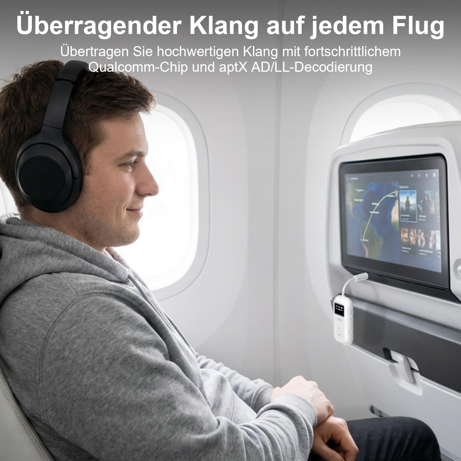 1Mii SafeFly Pro Flugzeug Bluetooth Adapter für AirPods kabellose Kopfhörer