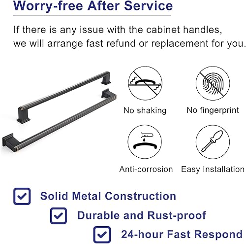 Vista 126 de Paquete de 10 tiradores de gabinete de 6-1/4 pulgadas, tiradores negros mate para gabinetes, accesorios de cocina negros para gabinetes, cajones