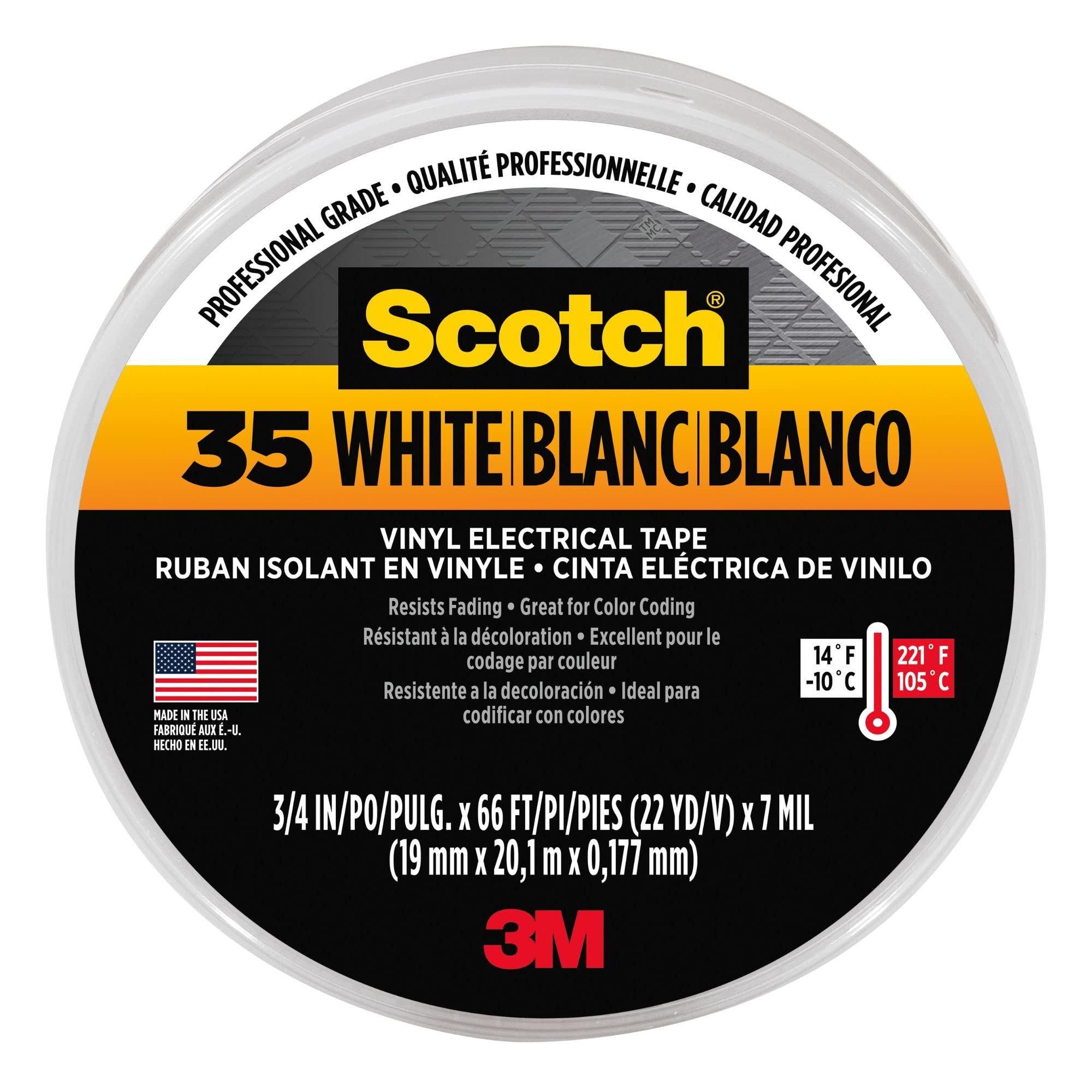 3M Scotch Isolierband Scotch 35 Weiß 19 mm x 20 m