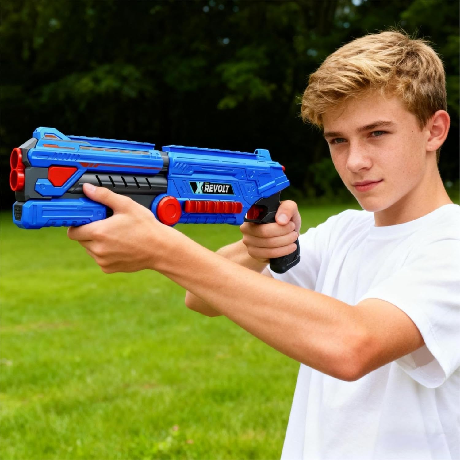 Double Barrel Style Foam Blaster - Realistic Break-Open Action Toy Shotgun with 12 Soft Darts - Manual Single-Shot Pump Action Toy Gun for Boys Ages 8-12, Outdoor Games, Birthday Gift