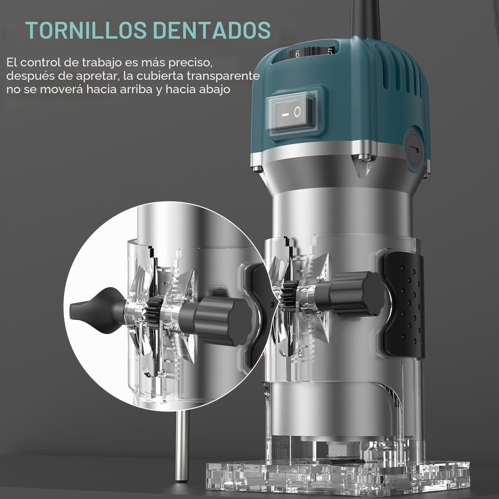 Fresadora eléctrica de madera con una sola mano, 1000 W, 30000 rpm, con 15 cabezales de fresado, 6 velocidades, fresadora con cierre rápido, ligero, resistente al polvo, motor de cobre