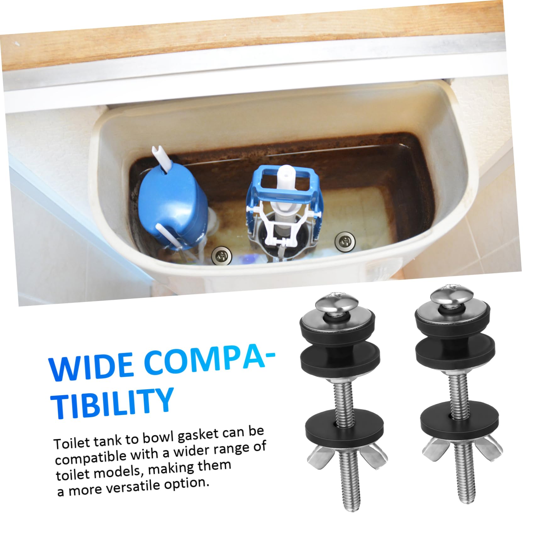 Angoily 8pezzi Guarnizioni Per Fissaggio Serbatoio Wc Bulloni Inossidabile Kit Di Sostituzione Per Guarnizioni Serbatoio-ciotola Impermeabili e Resistenti Alla Corrosione Compatibili Con