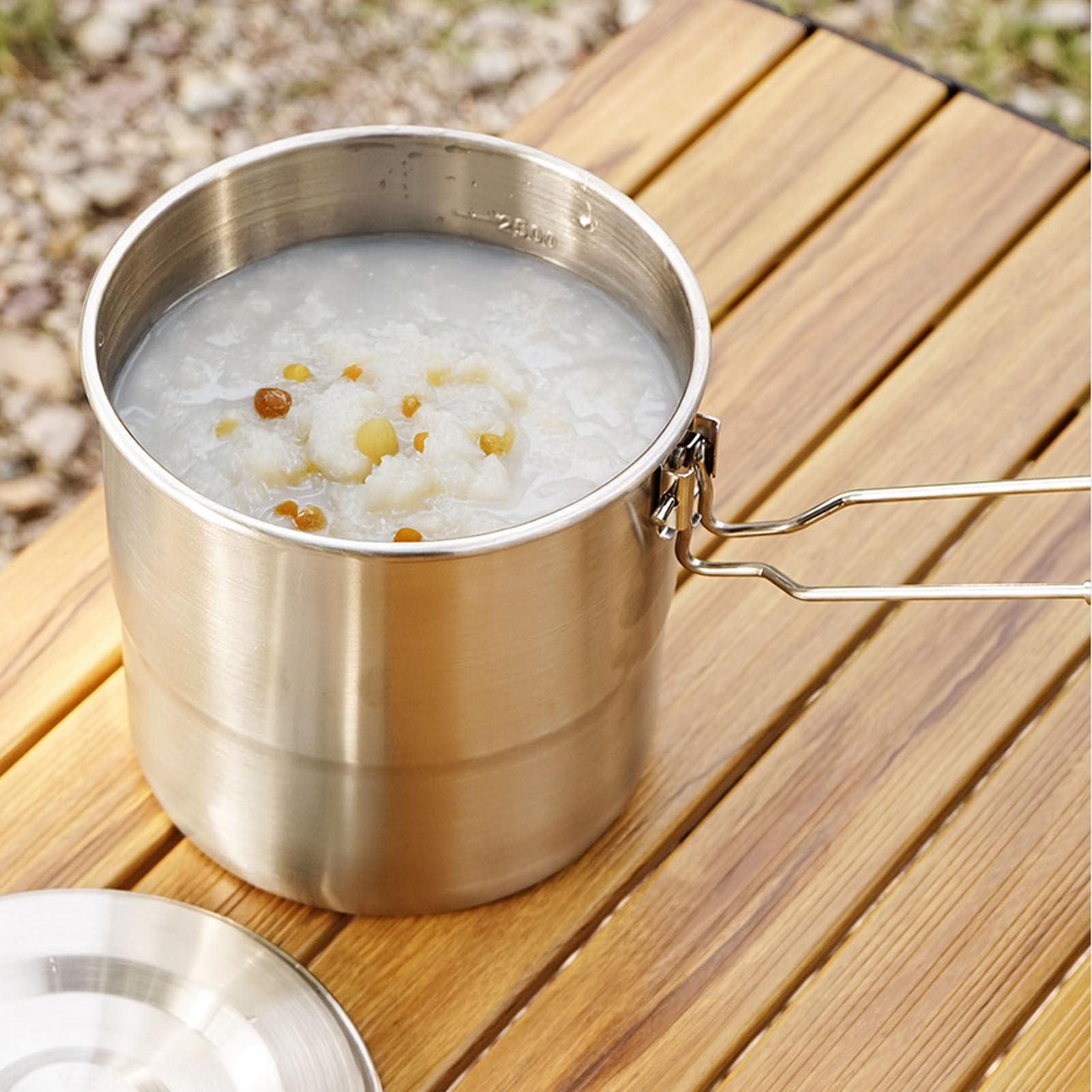 Camping-Topf, 3 l, 304 Edelstahl, tragbarer Metall-Reiskocher, Camping-Kochgeschirr für Outdoor-Wandern, Kochen