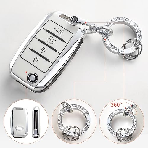 Miniatura 4 de YO&YOYE Funda para llavero Kia, funda de TPU suave para llave Kia Sedona Rio Optima Soul Sportage Sorento Carens Flip Key