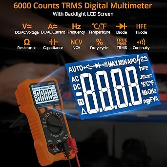 Neoteck 6000 Counts True RMS Digital Multimeter, Auto Range with NCV