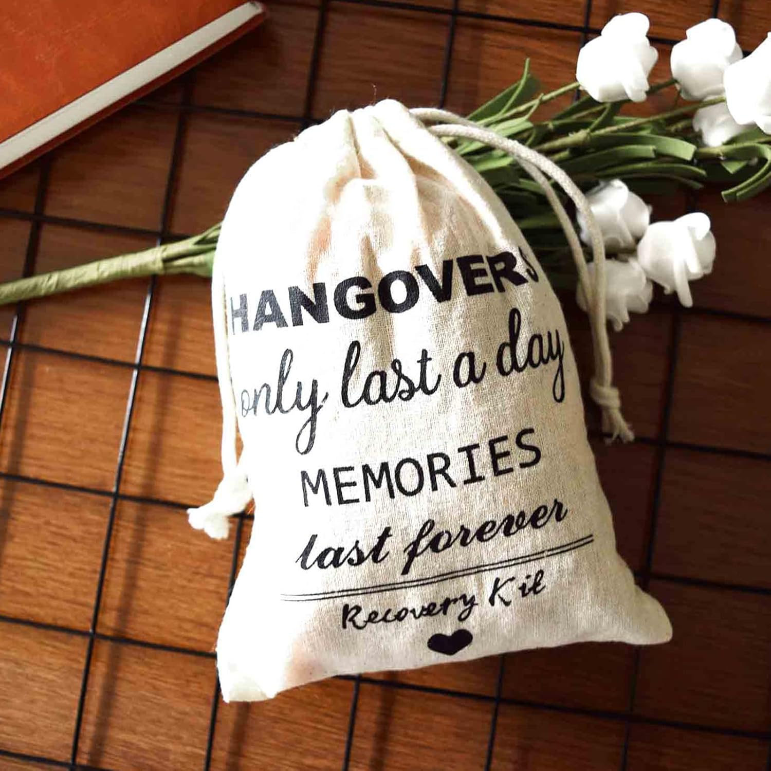 AOODOOM Bachelorette Party Favors Hangover Kit - 10 PCS (5'' x 7'') Party Favor Bags with 10 PCS Gift Tags and Cotton Drawstring for Wedding Survival Recovery Kit and Bridesmaid Gifts - Image 3