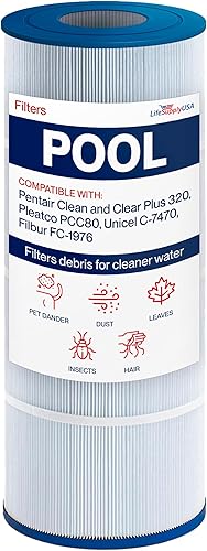 Miniatura 9 de LifeSupplyUSA Filtro de repuesto para piscina Pleatco Pentair CCP320, PCC80-PAK4, Unicel C-7470, R173573, Filbur FC-1976, 178580, 817-0081,
