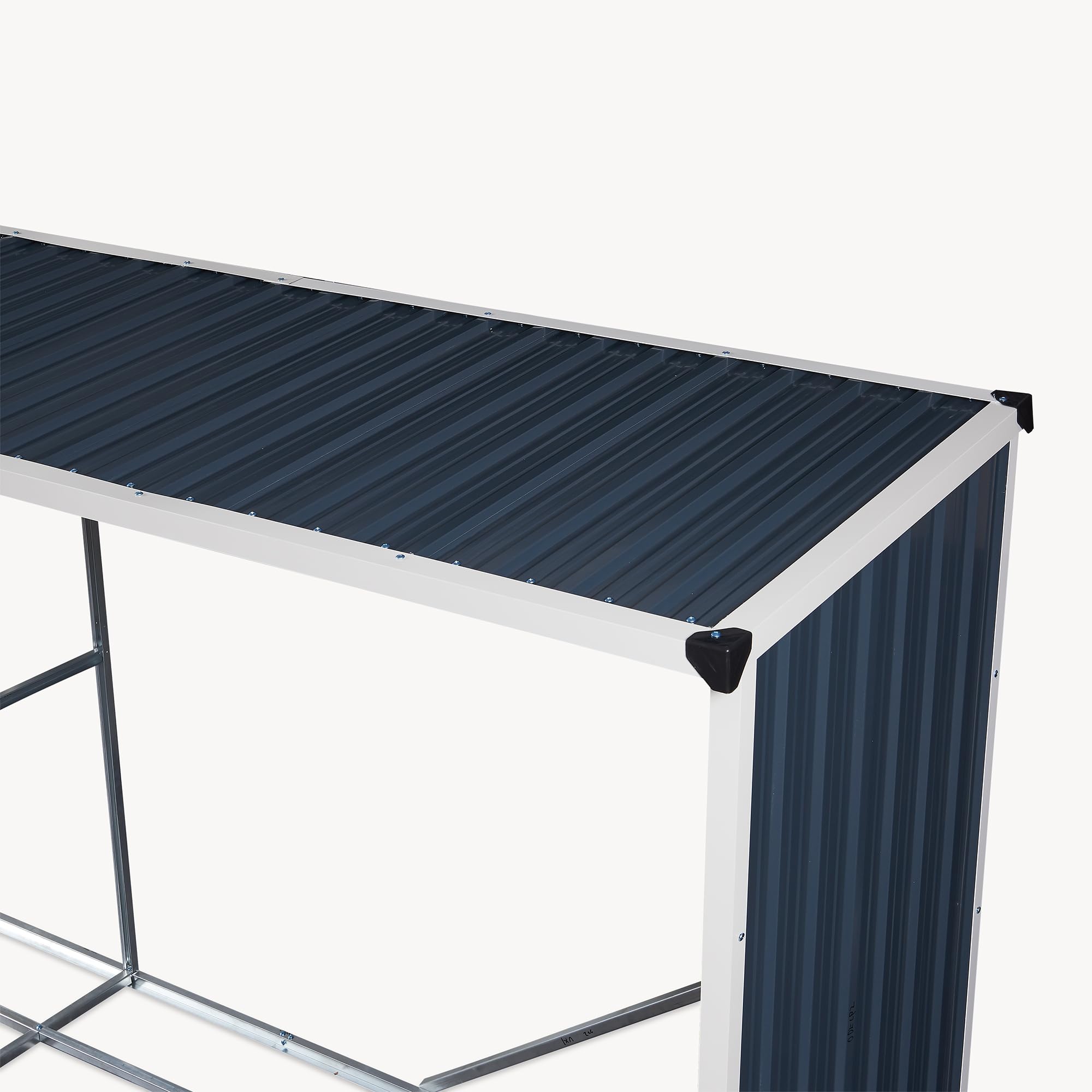 Portalegna da Esterno 352x80x152 cm Antracite Struttura in Acciaio Tettuccio Deposito Legna da Ardere