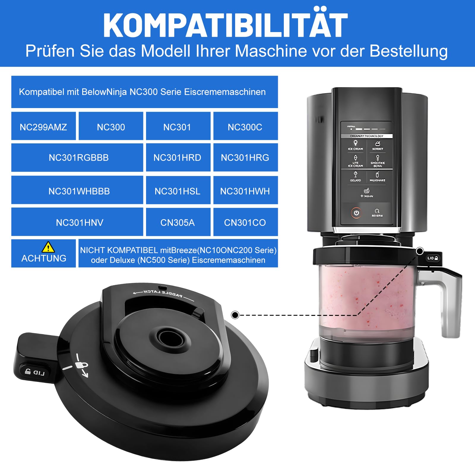 Moorstdel Ersatz-Deckel Für Ninja Creami - Transparenter Schüsseldeckel NC300 Serie