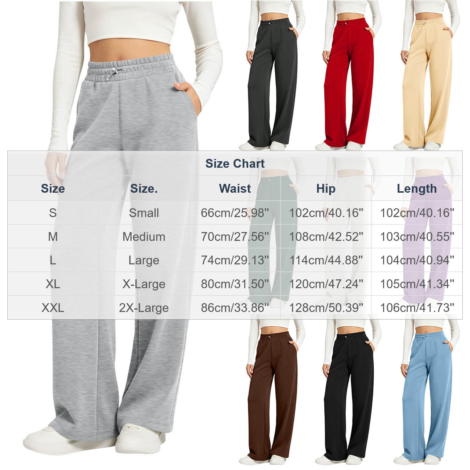Pantaloni Tuta Donna Pantaloni Sportivi Vita Alta Pantalone a Gamba Larga Larghi e Morbidi Pantalone Baggy con Tasche Pants Lunghi con Coulisse Regolabile Pants per Yoga e Fitness Tinta Unita