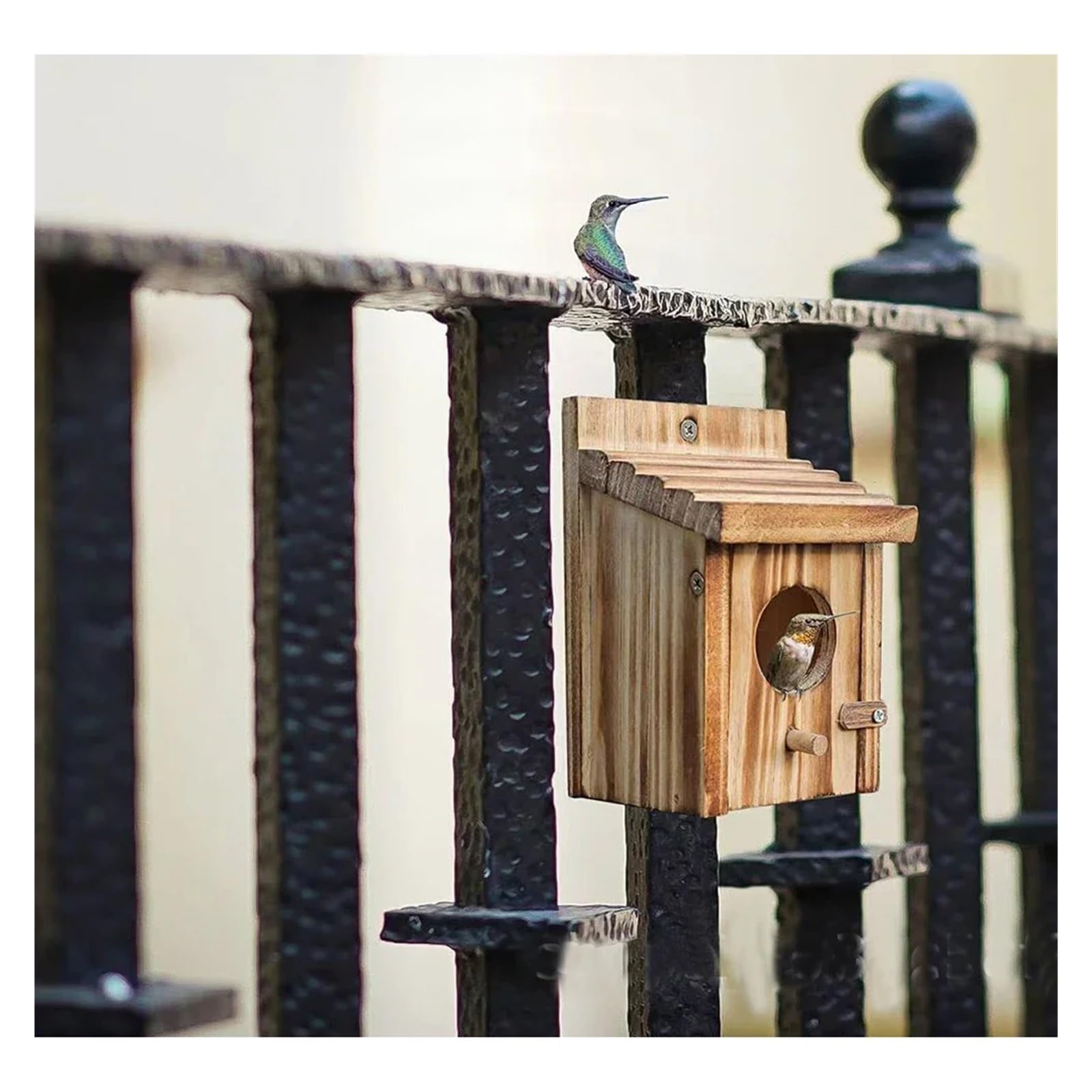 Nido de Madera para pájaros Casitas de Madera for pájaros for Exterior con Poste, casa for pinzones, cardenales y Azules, Colgante for jardín, Casas Rurales