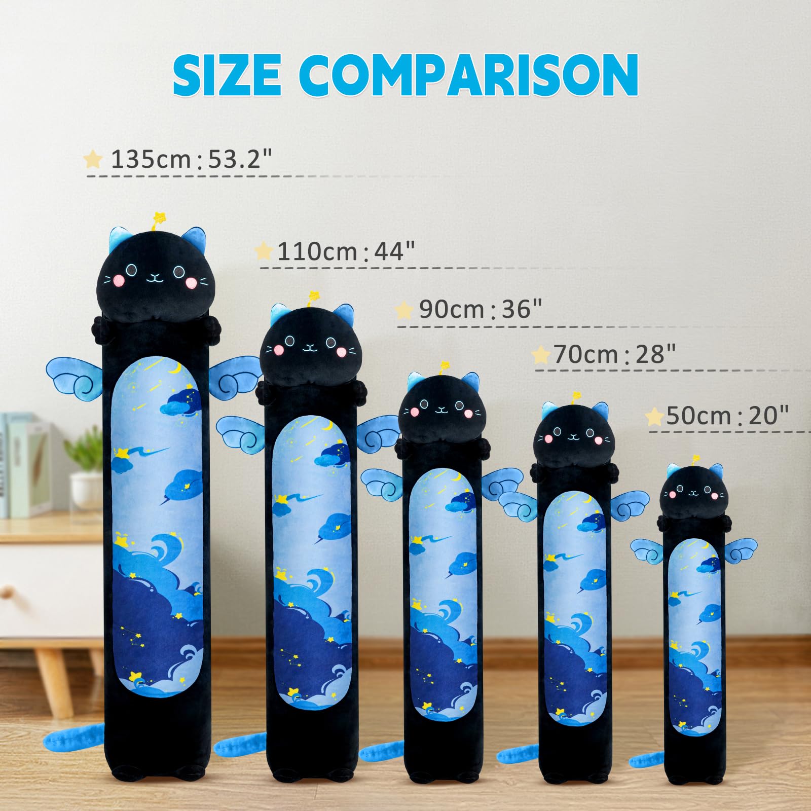 Mewaii 130CM Peluche Coussin Long Oreiller pour Enfant d'animaux Poupée Jouets Kawaii pour Enfant Mignonne Moelleux Confort Coussins en Peluche pour Cadeau