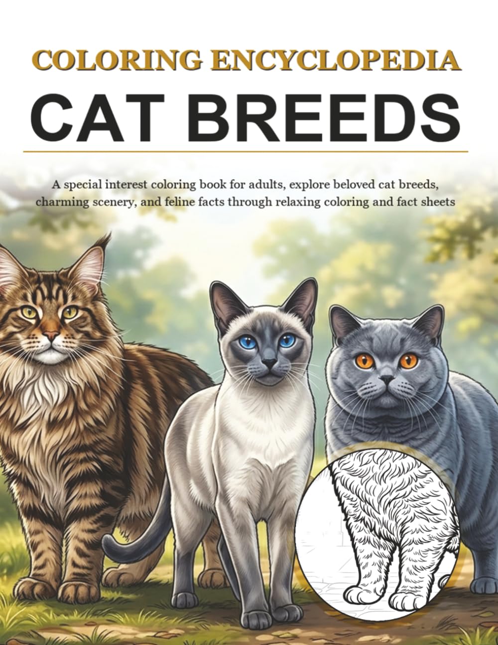 Coloring Encyclopedia - Cat Breeds: A special interest coloring book for adults, explore cat breeds through relaxing coloring and informative fact sheets
