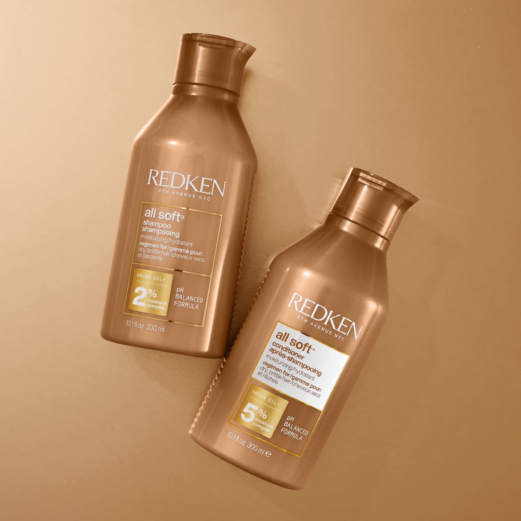 Redken, Routine Hydratante pour Cheveux Secs à Très Secs, Colorés ou Naturels, Nourrit & Renforce la Fibre, Souplesse et Douceur, Huile d'Argan et Oméga 6, All Soft