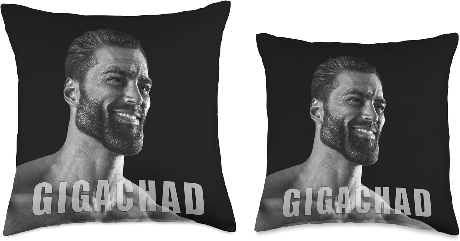 GigaChad - Absolute Chad, Sigma Male Grindset, Ultimate Man Throw Pillow