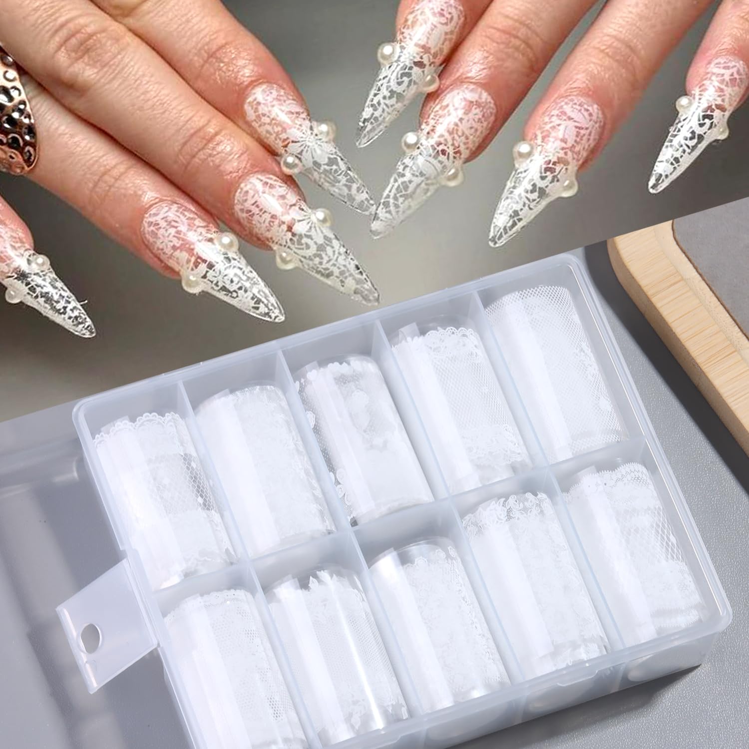 Lace Nail Foil Stickers - Black & White Designs -11 Lace Nail Foil Stickers - Black & White Designs -11