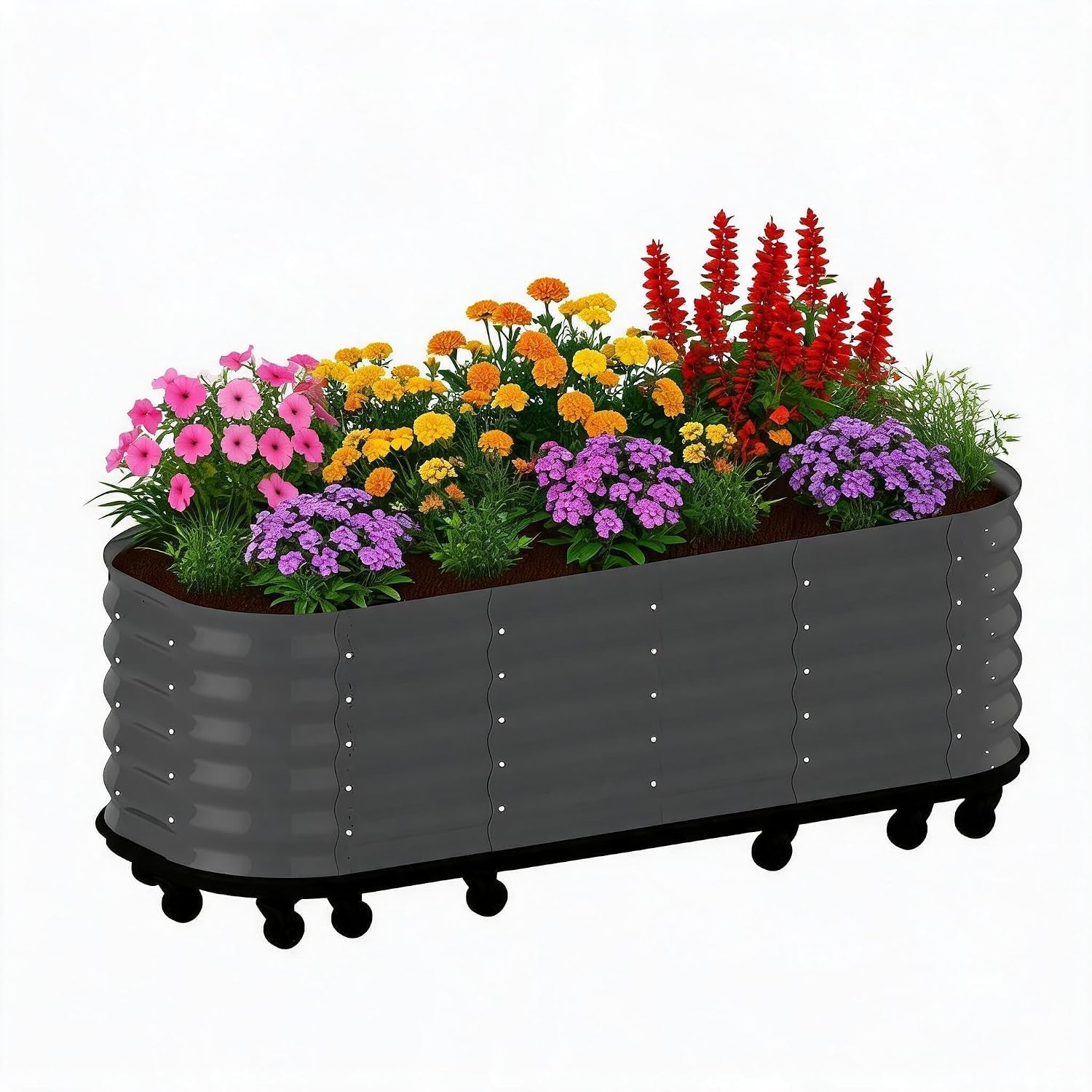 Garvee Mobile Self-Watering Galvanized Steel Raised Garden Bed Planter