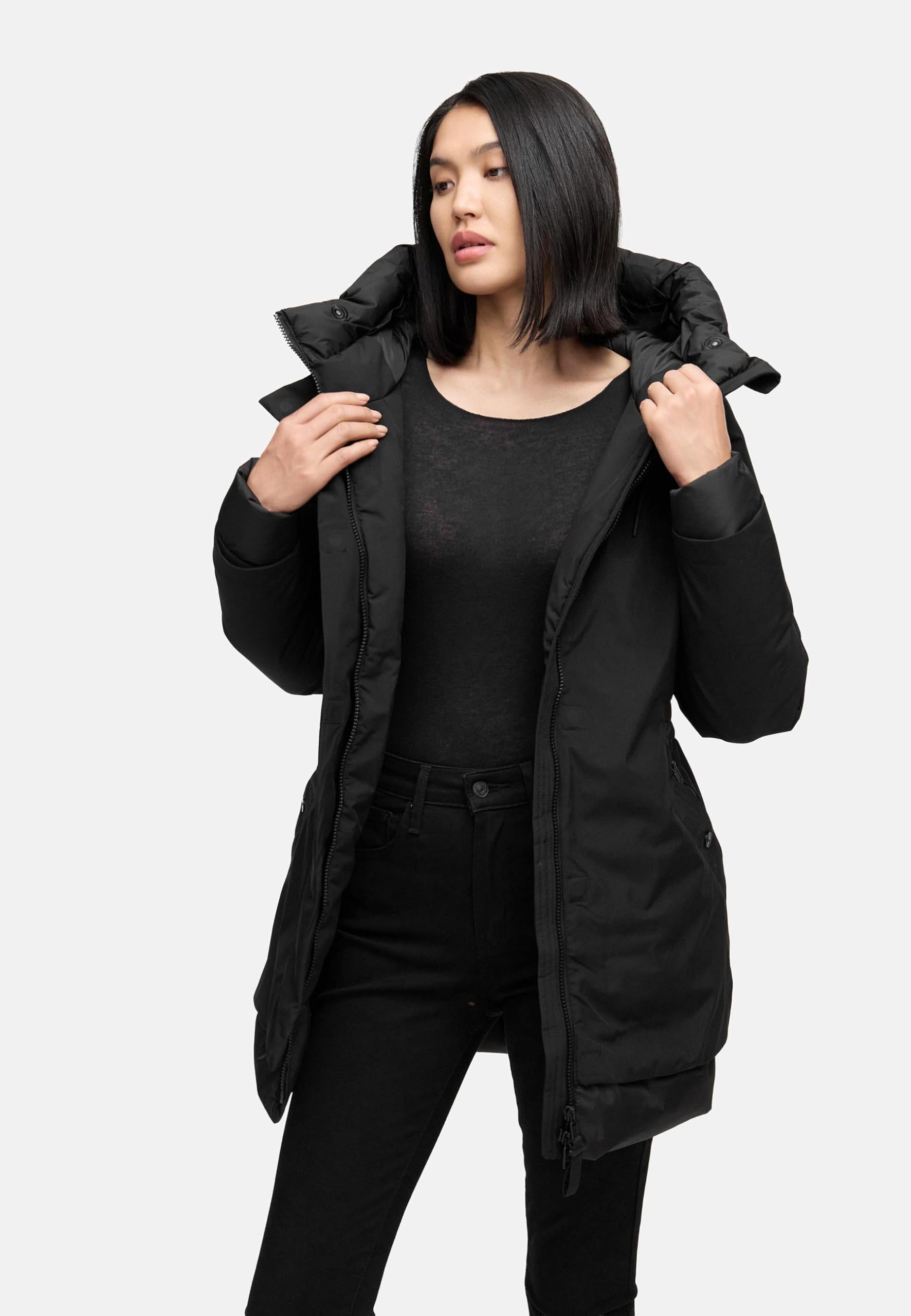 Navahoo Cappotto invernale da donna caldo parka con patta di copertura magnetica e cappuccio regolabile Principessa invernale 14 S-3XL