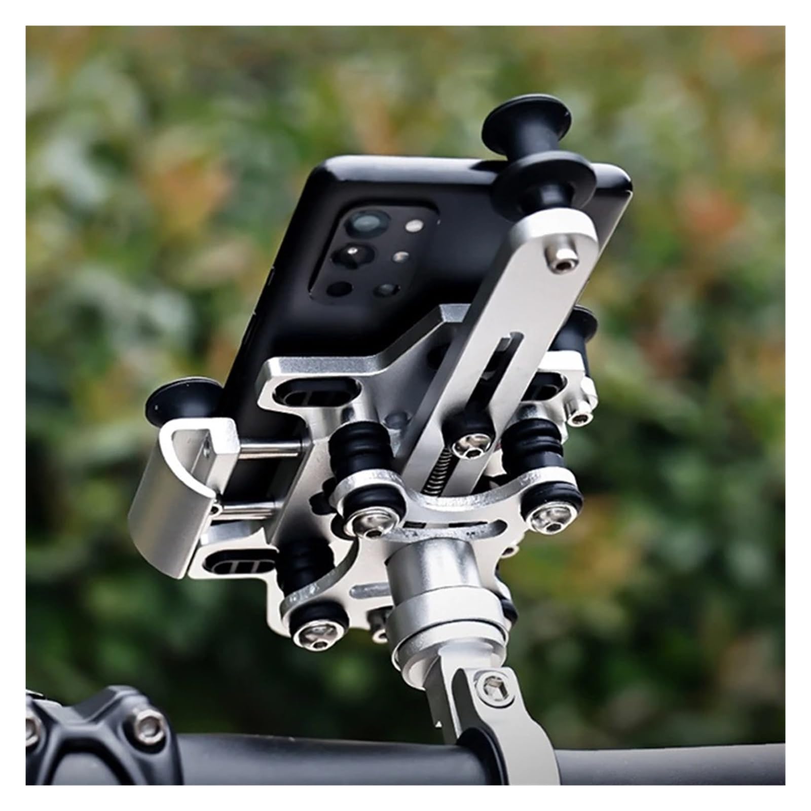 Support Navigation GPS Support De Téléphone pour Moto en Alliage pour Vélo Électrique, avec Amortisseur, Navigation pour Motos(H-95-Silvery)