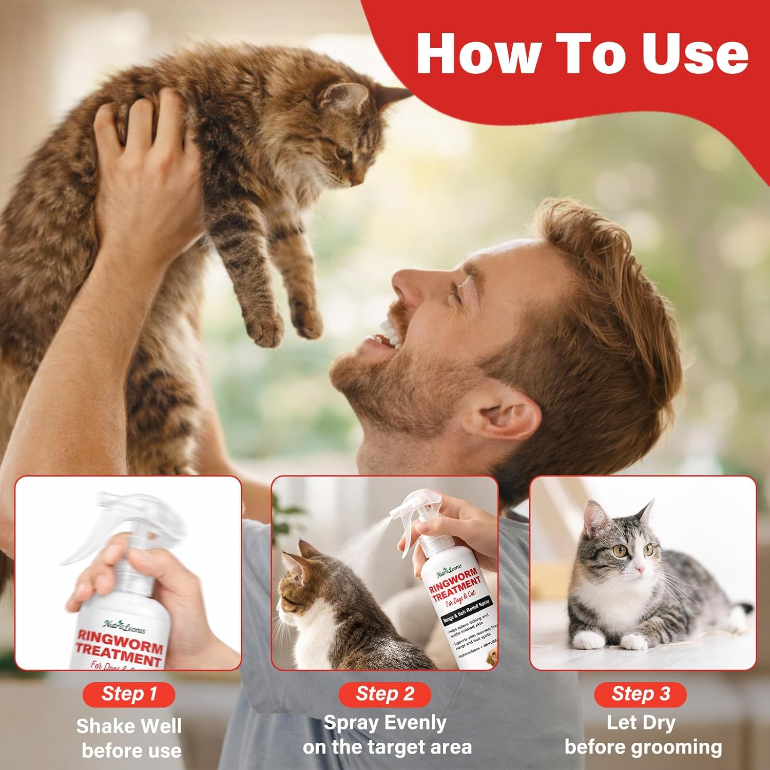 Ringworm for Cats, Yeast Infection Treatment for Dogs, Help with Mange, Dry, Itchy, Hot Spot & Flaky Skin, Supports Healthy Skin & Coat, Reduces Inflammation & Scratching-200ml