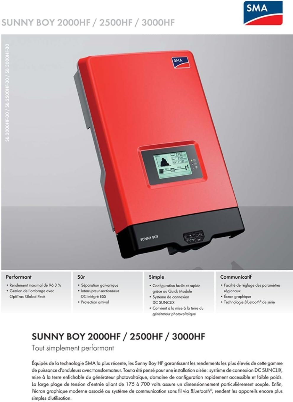 SMA Sunny Boy SB 3000HF-US Inverter w/Disconnect