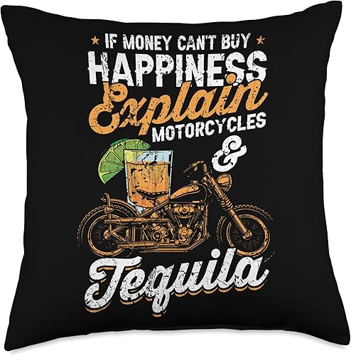 Miniatura 5 de Motorcycle Shirts For Men & Chopper Biker Gifts If Money Cant Buy Happiness Explain Tequila & Motorcycles - Almohada de 16 x 16 pulgadas, multicolor