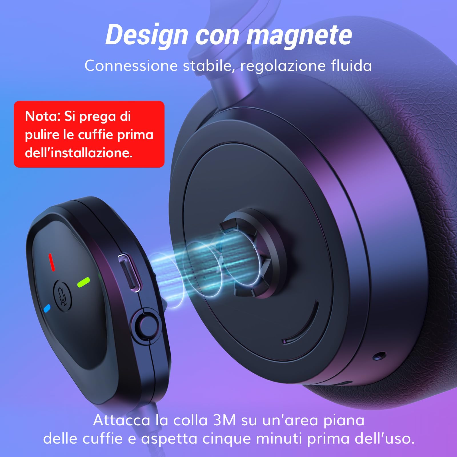 TONOR Wireless ModMic, Microfono Boom Collegabile per Cuffie, Microfono da Gioco per Console, Riduzione del Rumore, Ricaricabile tramite USB, Compatibile con Win/Mac/Android/IOS,TGP1