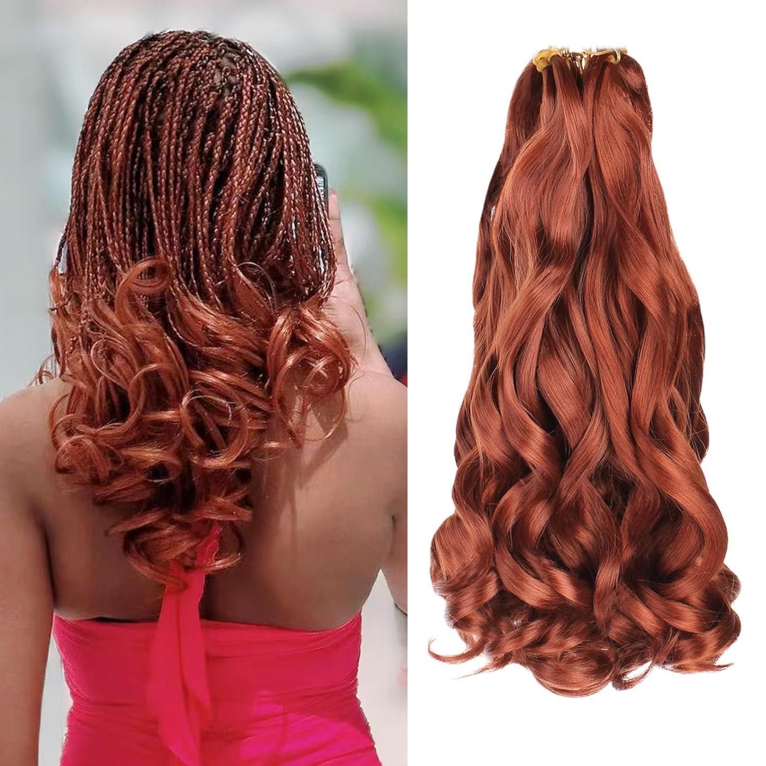 Xtrend Hair 14 Inch French Curly Braiding Pre-Curled Bouncy 8 Packs French Curls Loose Wave Hair Extension for Goddess Box Braids