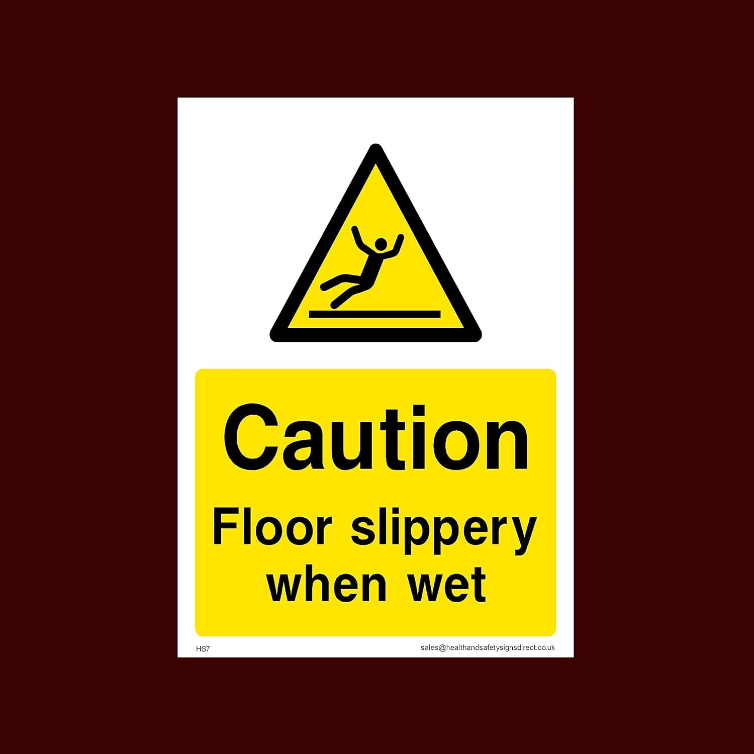 Caution Floor Slippery when wet Sticker/Self Adhesive Sign (HS7