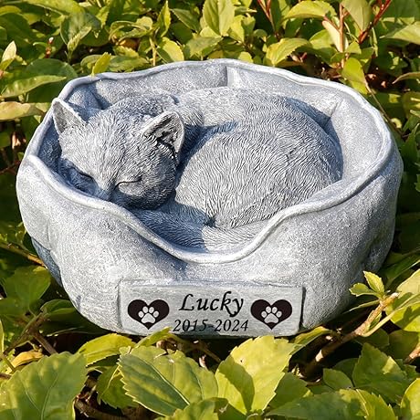 Serene Sleeping Cat Garden Statue: A Purrfect Tribute and Charming Garden Accent