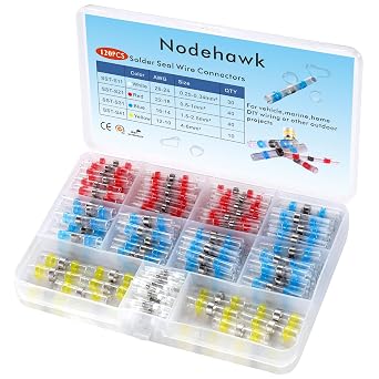 120PCS Heat Shrink Solder Butt Connectors Kit, Waterproof Insulated Electrical Wire Terminals, Waterproof Marine Automotive Wire Connectors White Red Blue Yellow