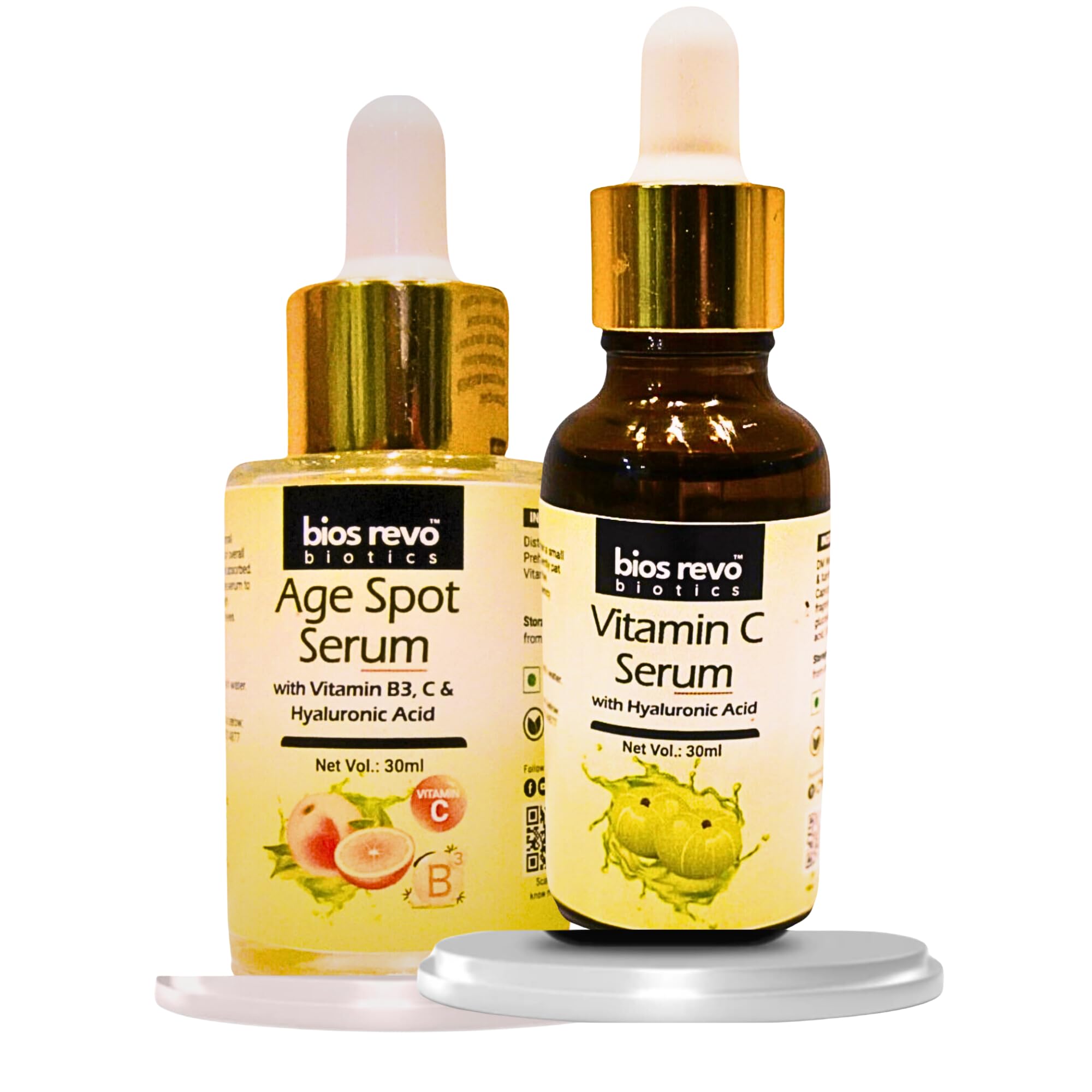 Vitamin C serum (30 ml) & Age Spot Serum (30 ml) | For Brightening & Radiance Skin, Reduces Spots Overtime, Non-Irritating, Non-Sticky, combo of 2 (Total 60ml)