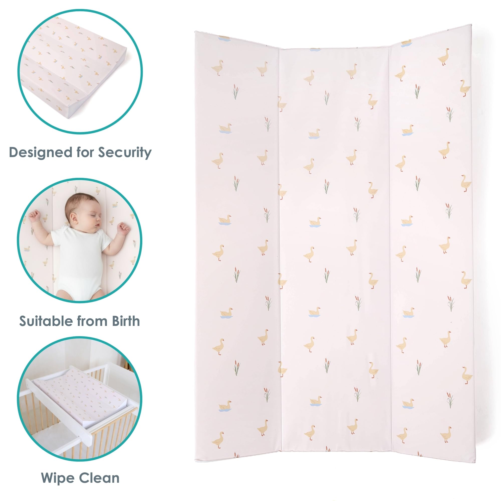 Clair de Lune Duckling Matelas à langer anti-roulis 69 x 44 cm
