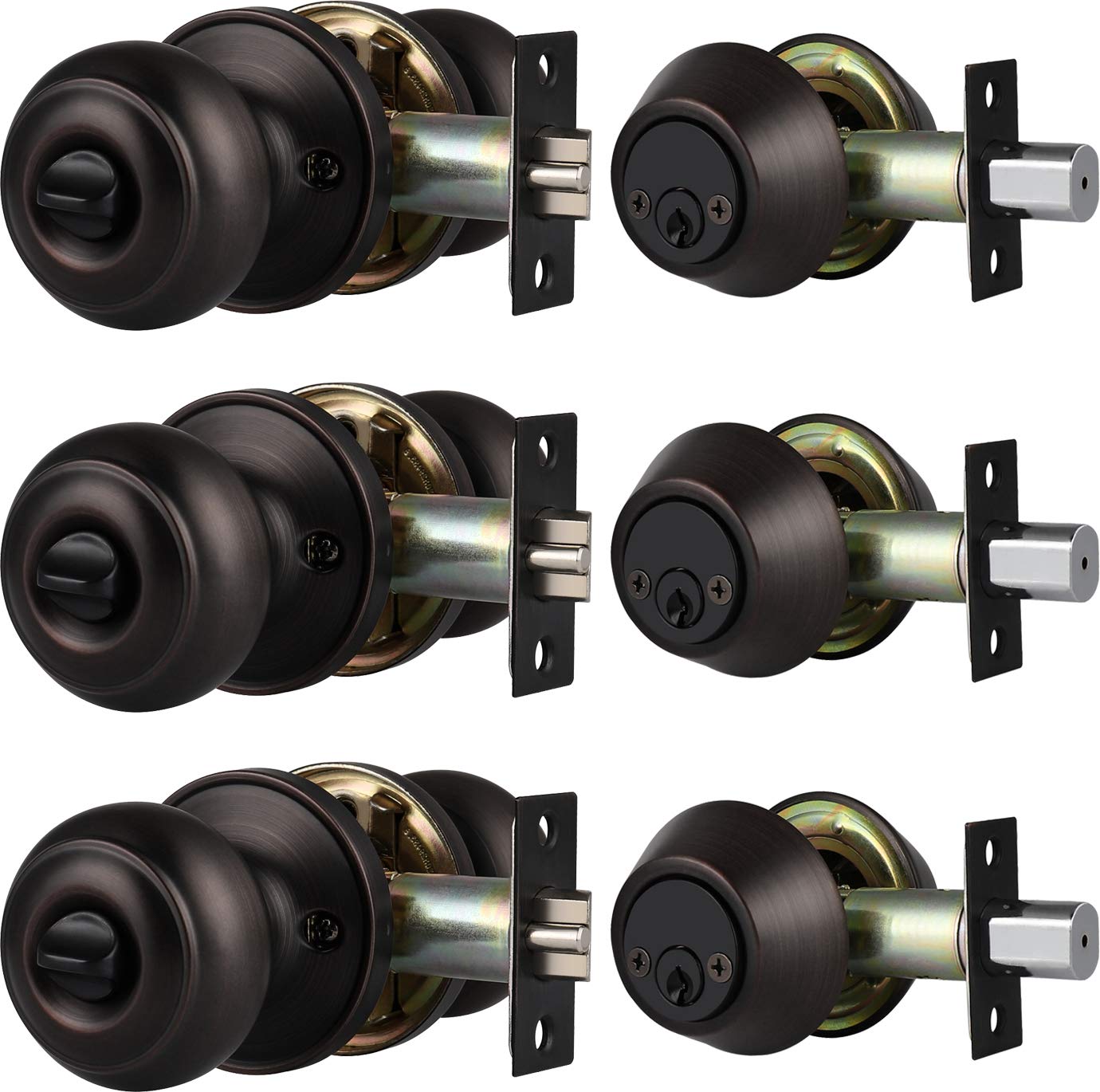 home improvement direct 10 Pack Entry Door Knob and Single Cylinder Deadbolt Combo Pack in Satin Nickel, Keyed Alike Entry Knob and Deadbolt Lock Set