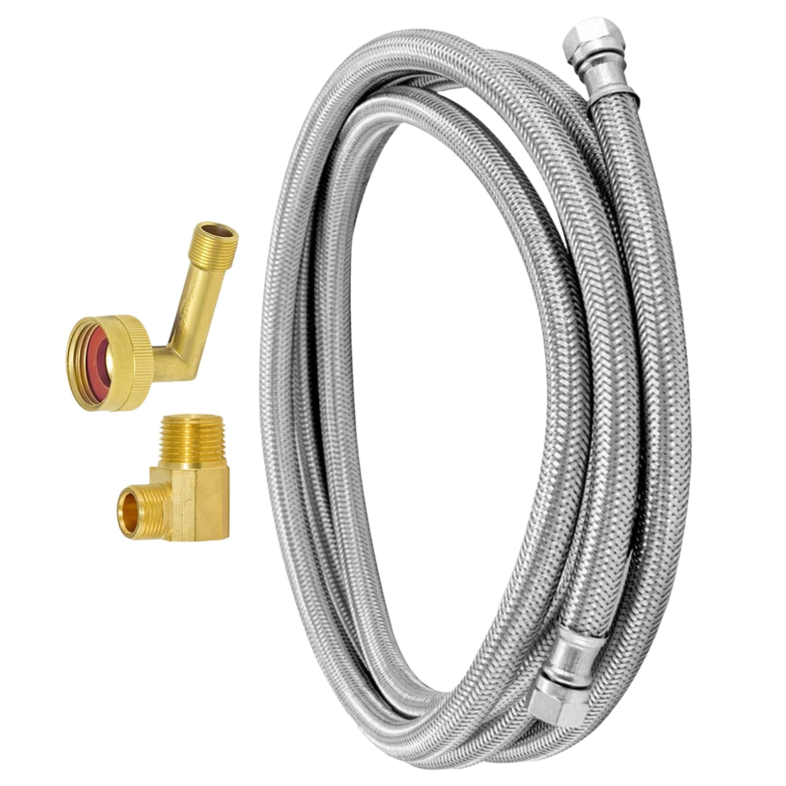 Geavonyg B User Friendly Water Saving 3 / 8Inch Metal Dishwasher Water Line Flows Design Efficient Use Copper Texture User Friendly Dishwasher Hose