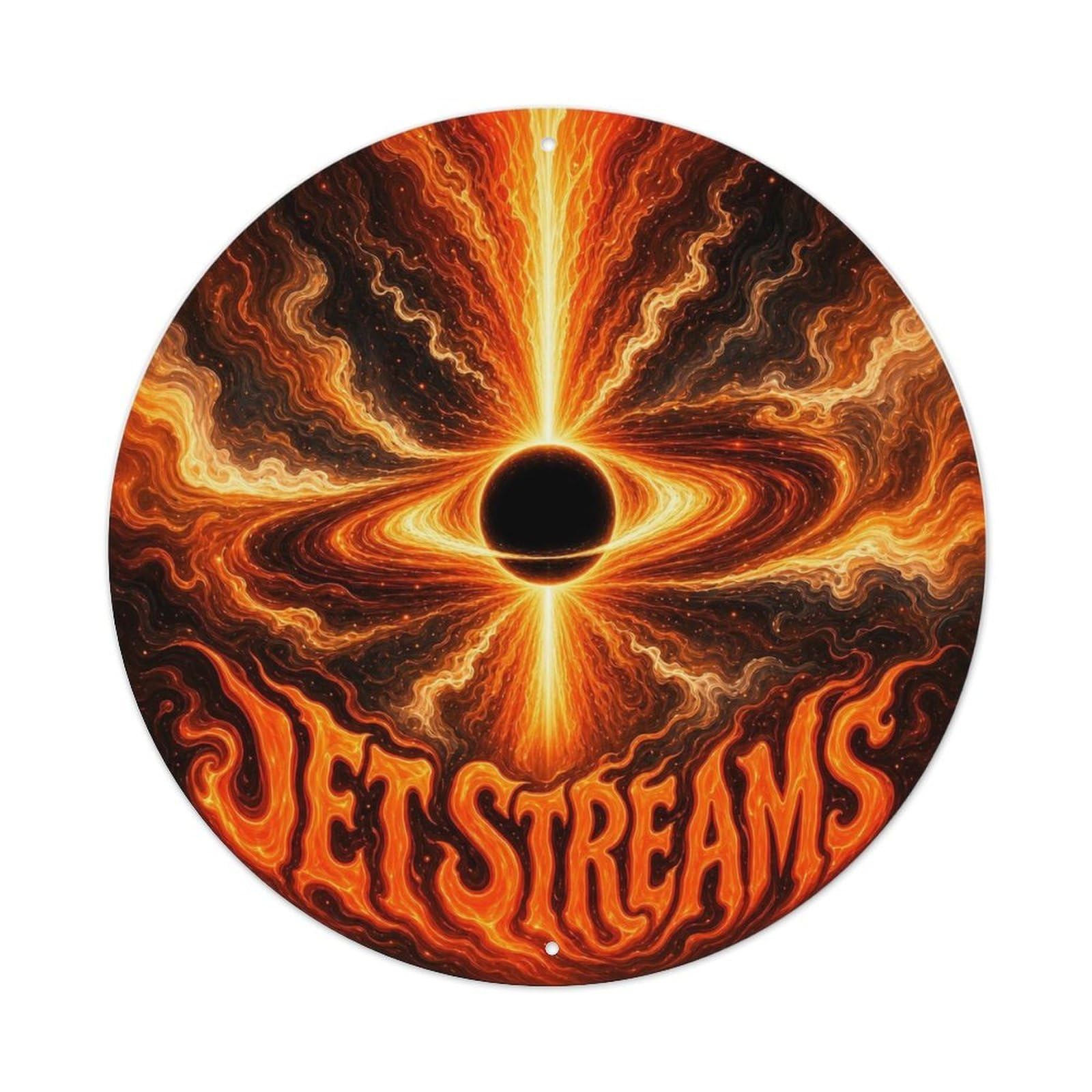 Black Hole Jet Streams Deep Space Relativity Universe Metal Tin Sign Plaque Wall Decor for Cafe, Man Cave, Club Bar, Office, Home Garden Round Metal Poster 8x8Inch