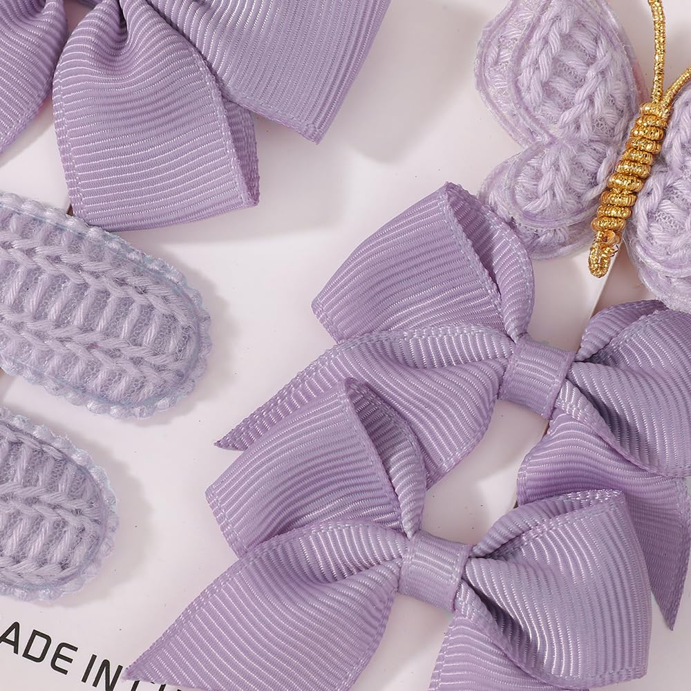 Lot de 8 pinces à cheveux vertes pour bébé fille de 4,3 à 6,3 cm - Pinces à cheveux en ruban gros-grain - Barrettes à cheveux en forme de papillon tricotées - Accessoires pour nourrissons et - 5
