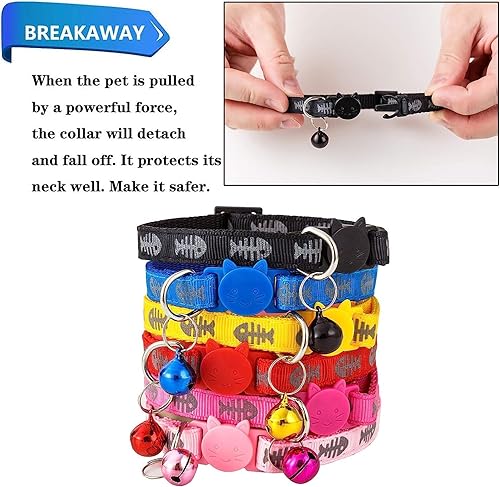 Miniatura 3 de TCBOYING Breakaway - Collar de gato con campana, collares reflectantes de colores mixtos para gatos, tamaño ideal para gatos o perros pequeños (6