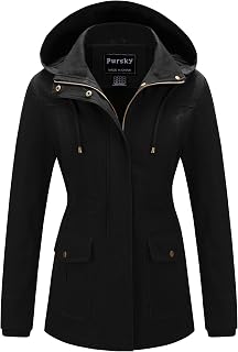 Pursky Women's Cotton Anorak Jacket Lightweight Casual Military Jackets Safari Utility Coats With Removable Hood