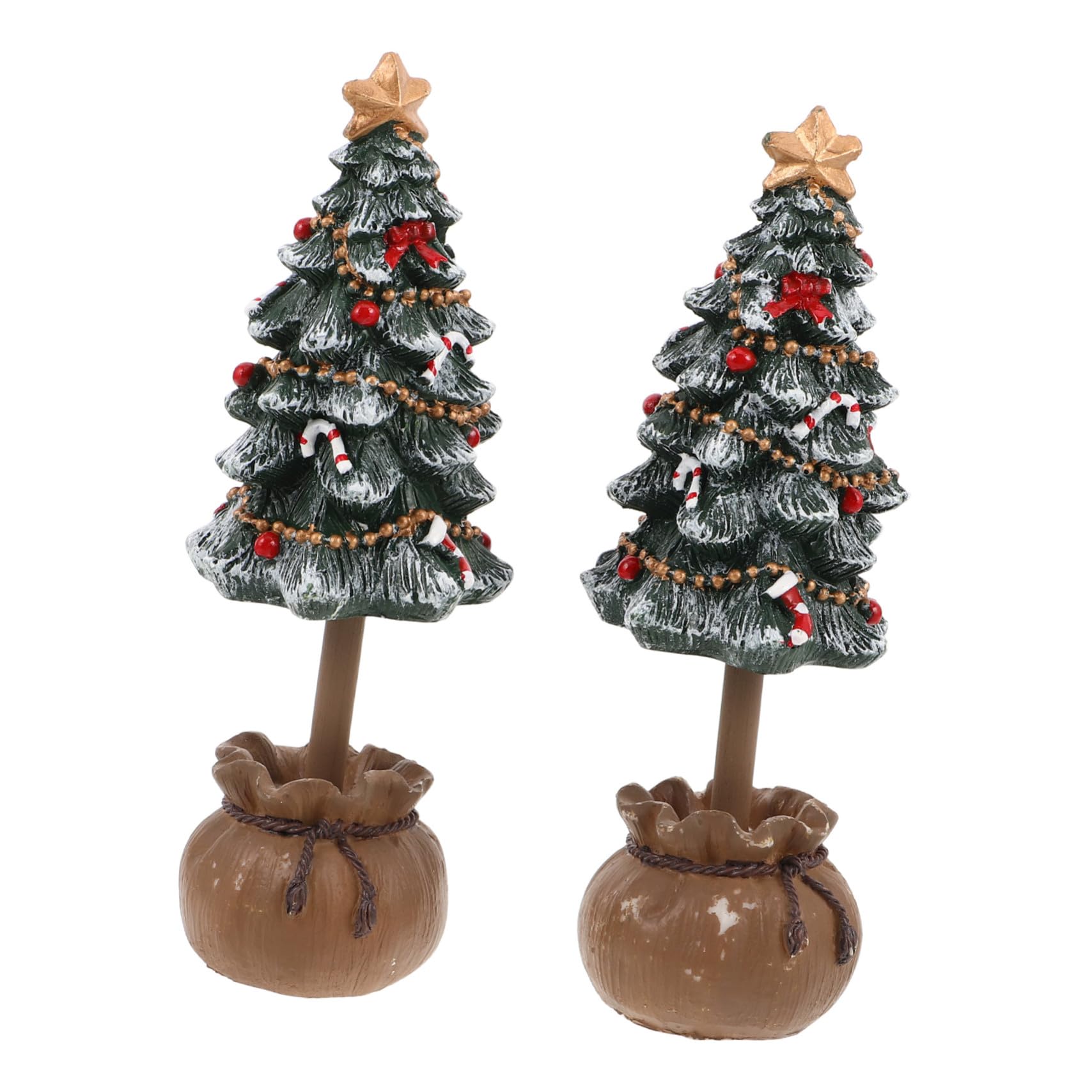 2pezzi Piccolo Albero Di Natale in Resina Mini Statuette Decorative Natalizie Albero Da Tavolo Per Interni Centrotavola Per Scrivania o Scaffali Verde