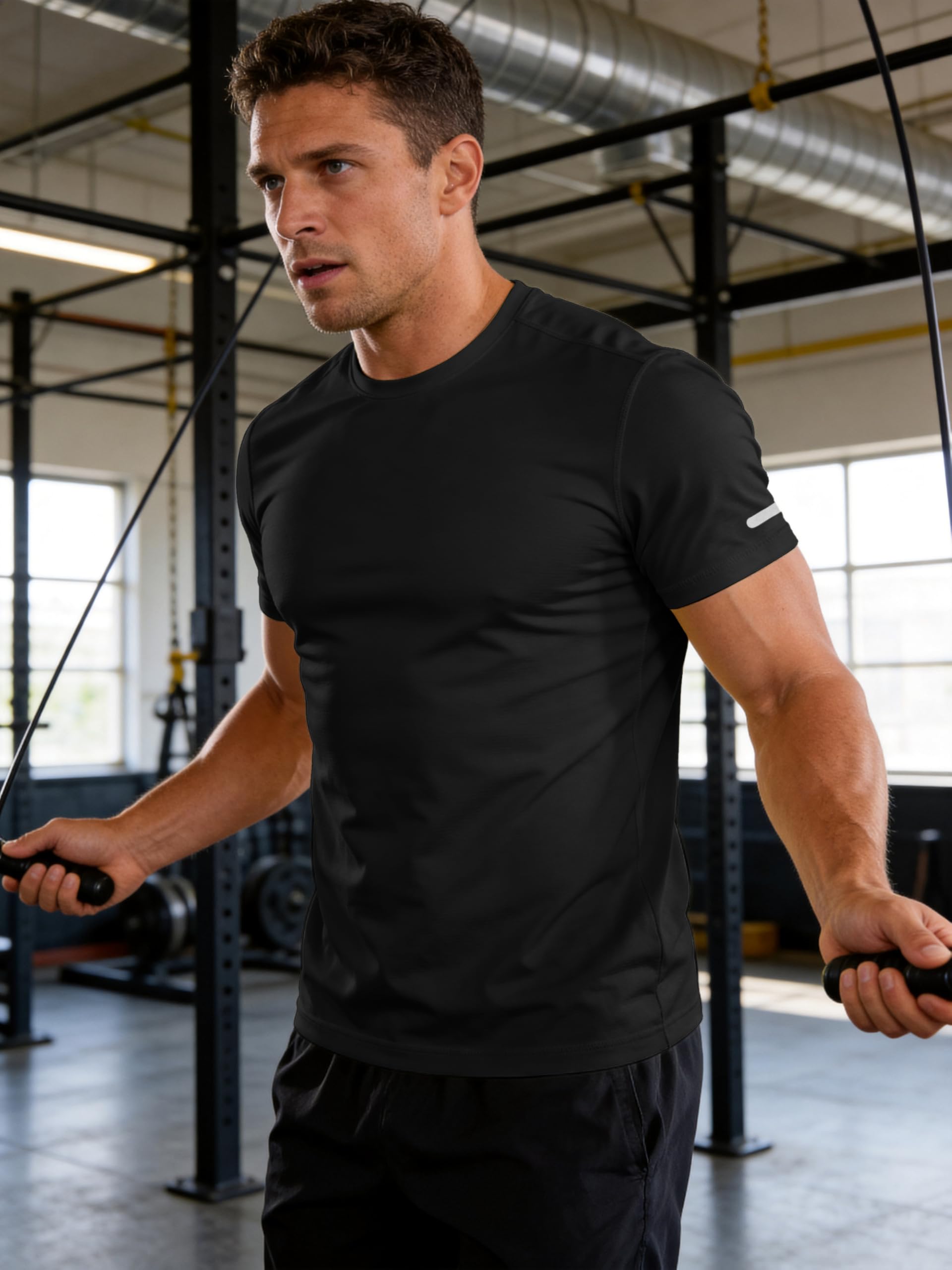 Camisetas de entrenamiento para hombre, absorbe la humedad, secado rápido, manga corta, gimnasio, rendimiento, camiseta deportiva
