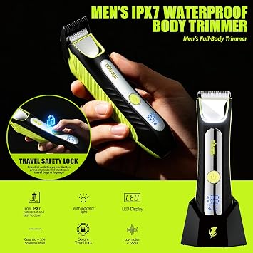 DSP Body Trimmer for Men, Waterproof Rechargeable Groomer
