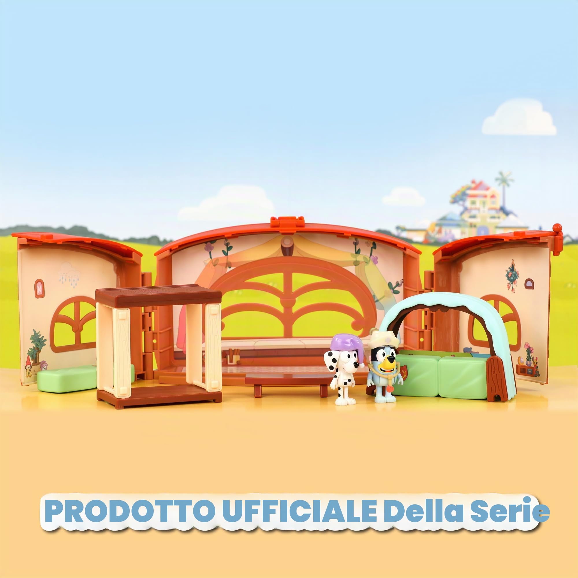 Bluey - School Playset, scuola della serie dei cartoni animati per bambini, 2 personaggi Chloe, playset trasformabile da 9 pezzi di accessori e pagatine decorative, 3 anni, Famosa (BLY40010)