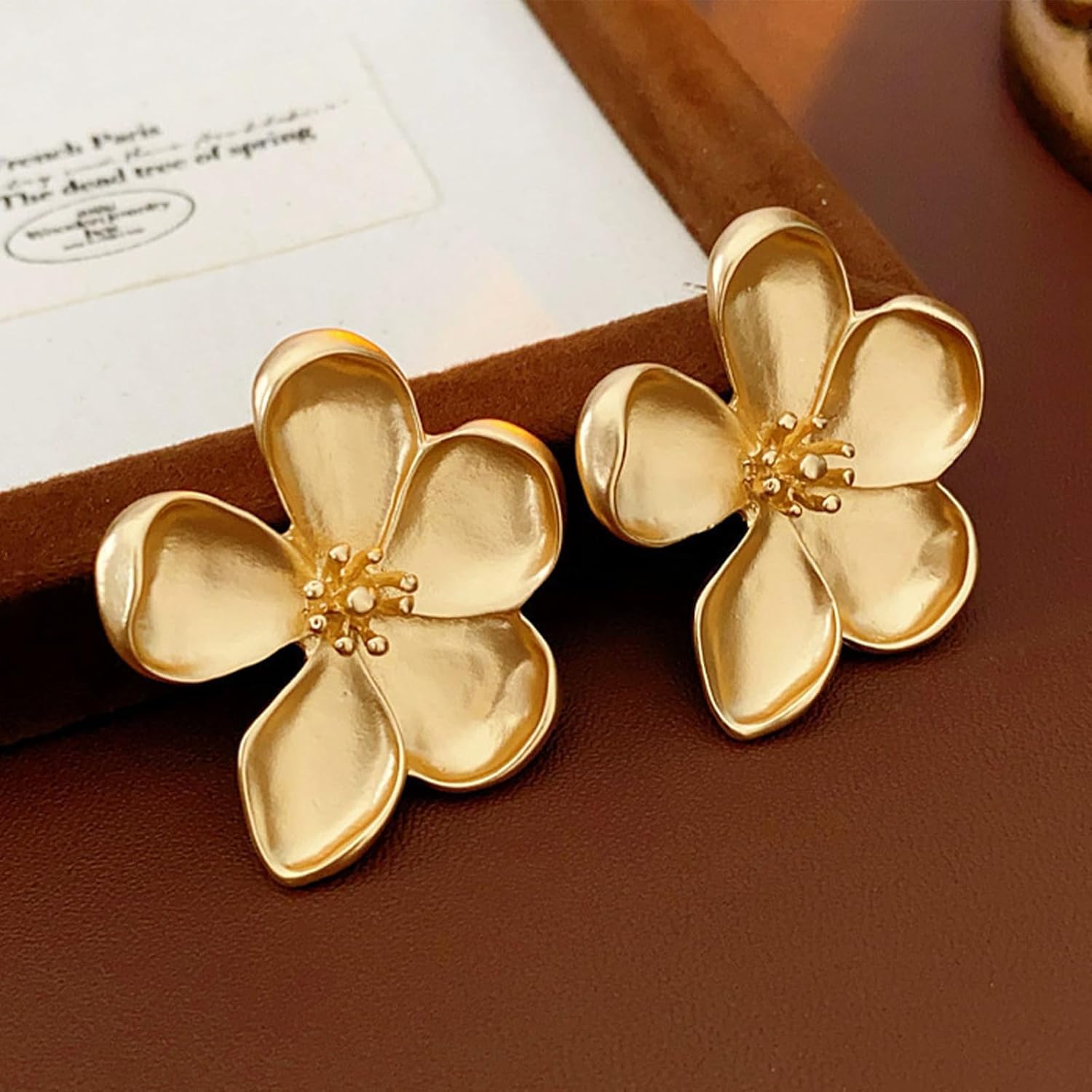 Flower Earrings Gold Dangle Statement Large Big Floral Earrings for Women Unique Floral Jewelry Summer Dresses Party Prom Beach Vacation Accessories Trendy Jewelry Gifts - Image 4